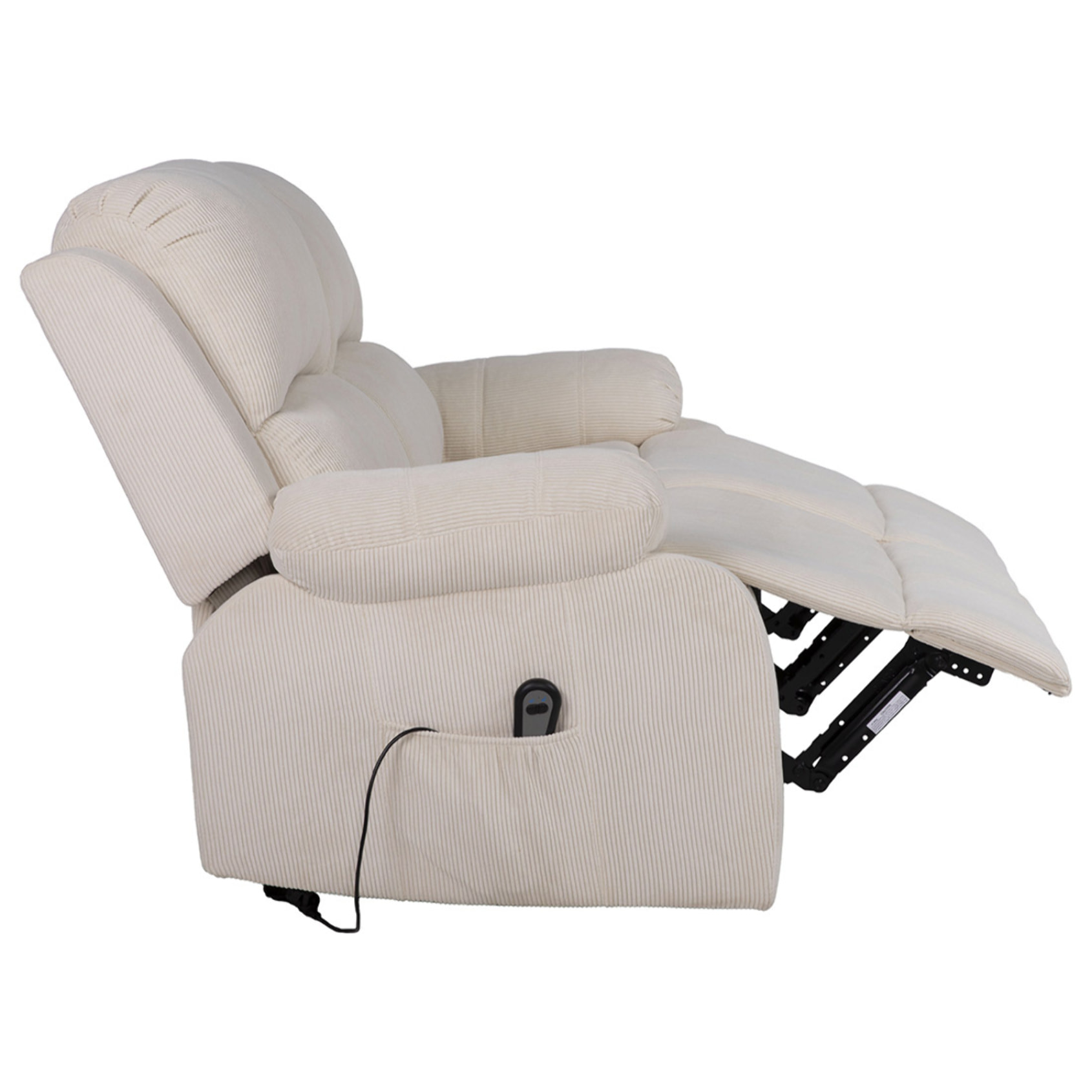 Armand - Canapé 2 places relax électrique en velours côtelé - Beige