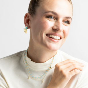 Pendientes con Turquesa acabado oro 18k