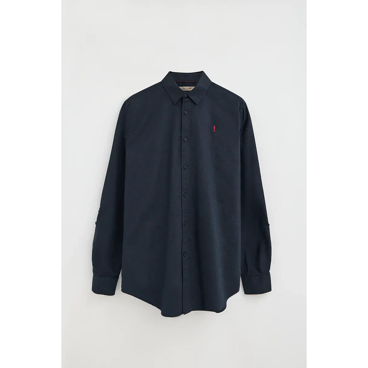 Camicia cotolino blu marino regular fit con logo Rigby Go