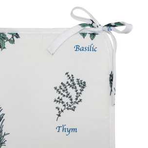 Galette de chaise Garrigue 39x39cm imprimée blanc