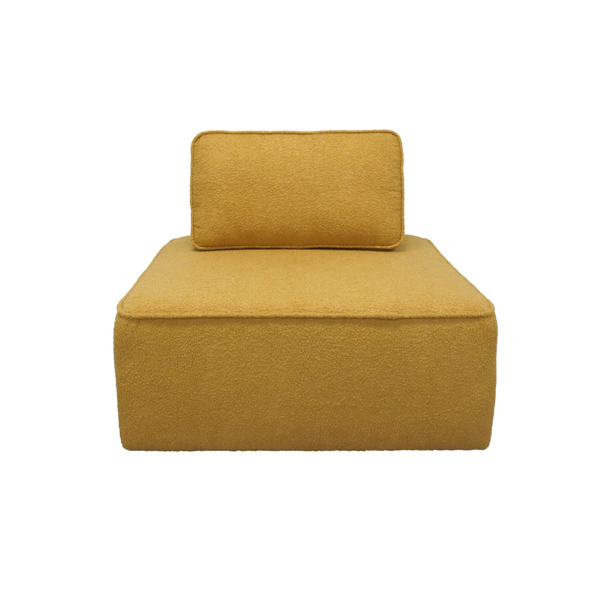 Chauffeuse pour canapé modulable tissu bouclette moutarde 1 place Bao. L 90 x P 90 x H 74cm
