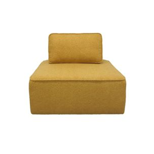 Chauffeuse pour canapé modulable tissu bouclette moutarde 1 place Bao. L 90 x P 90 x H 74cm