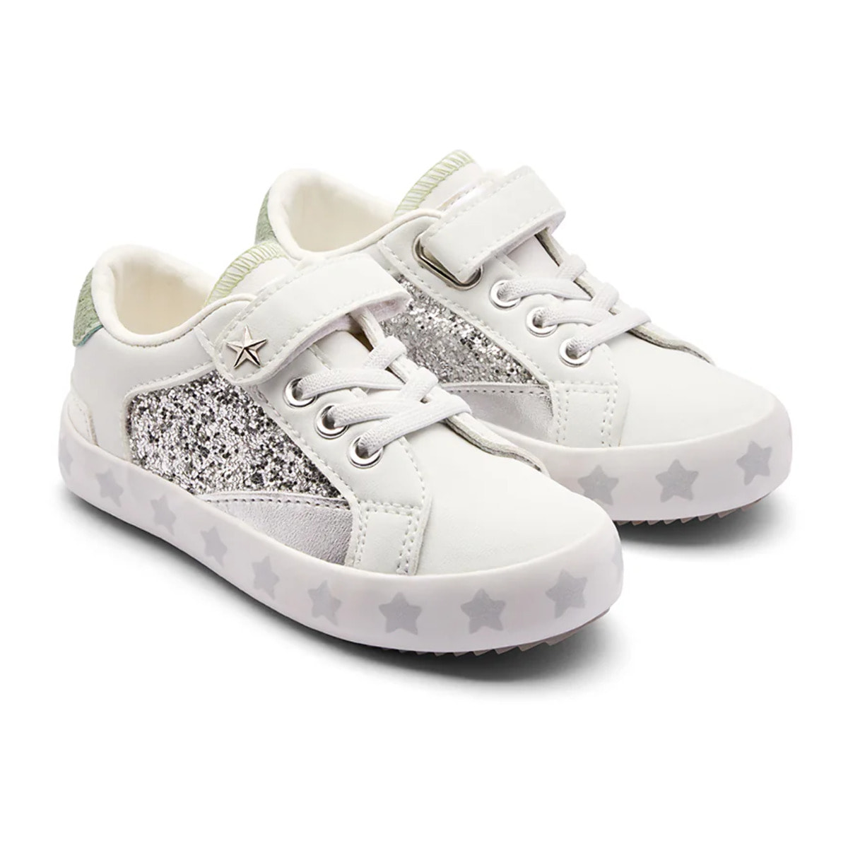 Zapatillas Bajas de Niña Estampado Purpurina Plata