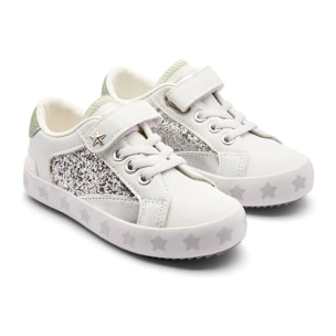 Zapatillas Bajas de Niña Estampado Purpurina Plata