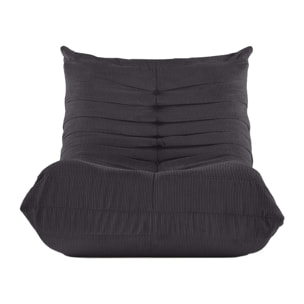 EMILE - Fauteuil en velours côtelé anthracite