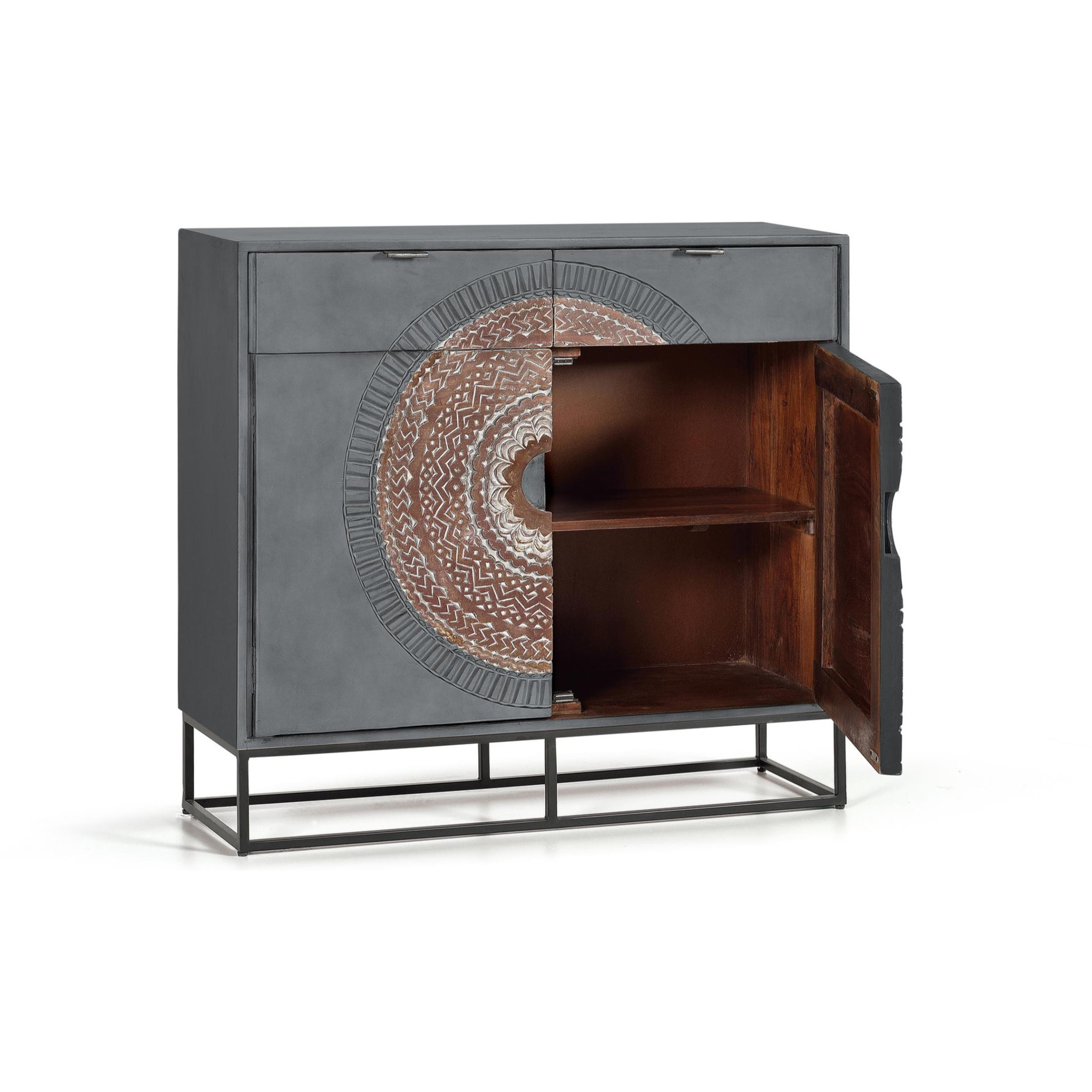 Cómoda de Madera de Mango 100 Cm Estilo Étnico Contemporáneo Industrial