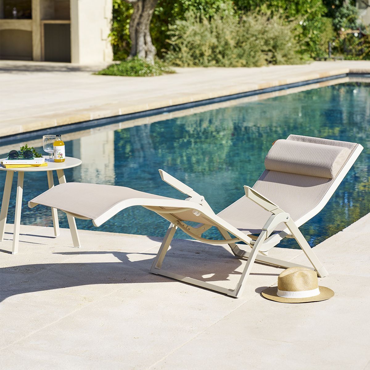 Transat "Decima" lin & argile aluminium et texaline