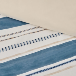 Funda nórdica de algodón percal 180 hilos rayas Drea color azul 100% Algodón percal