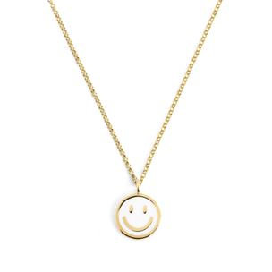 Collar Smiley White Enamel Baño Oro