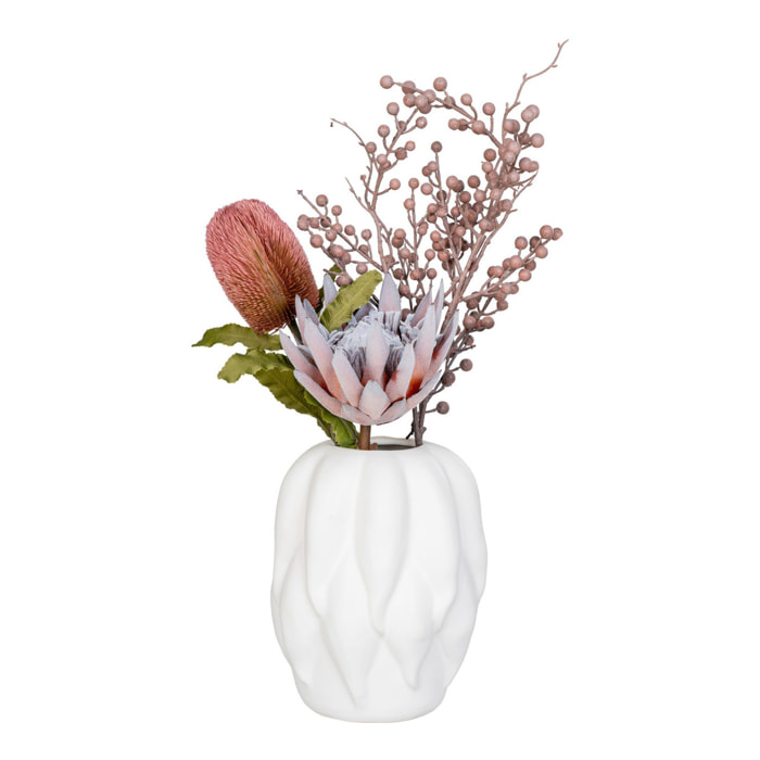 Vaso in Ceramica Beige con Superficie a Rilievo — 19,5×26 cm