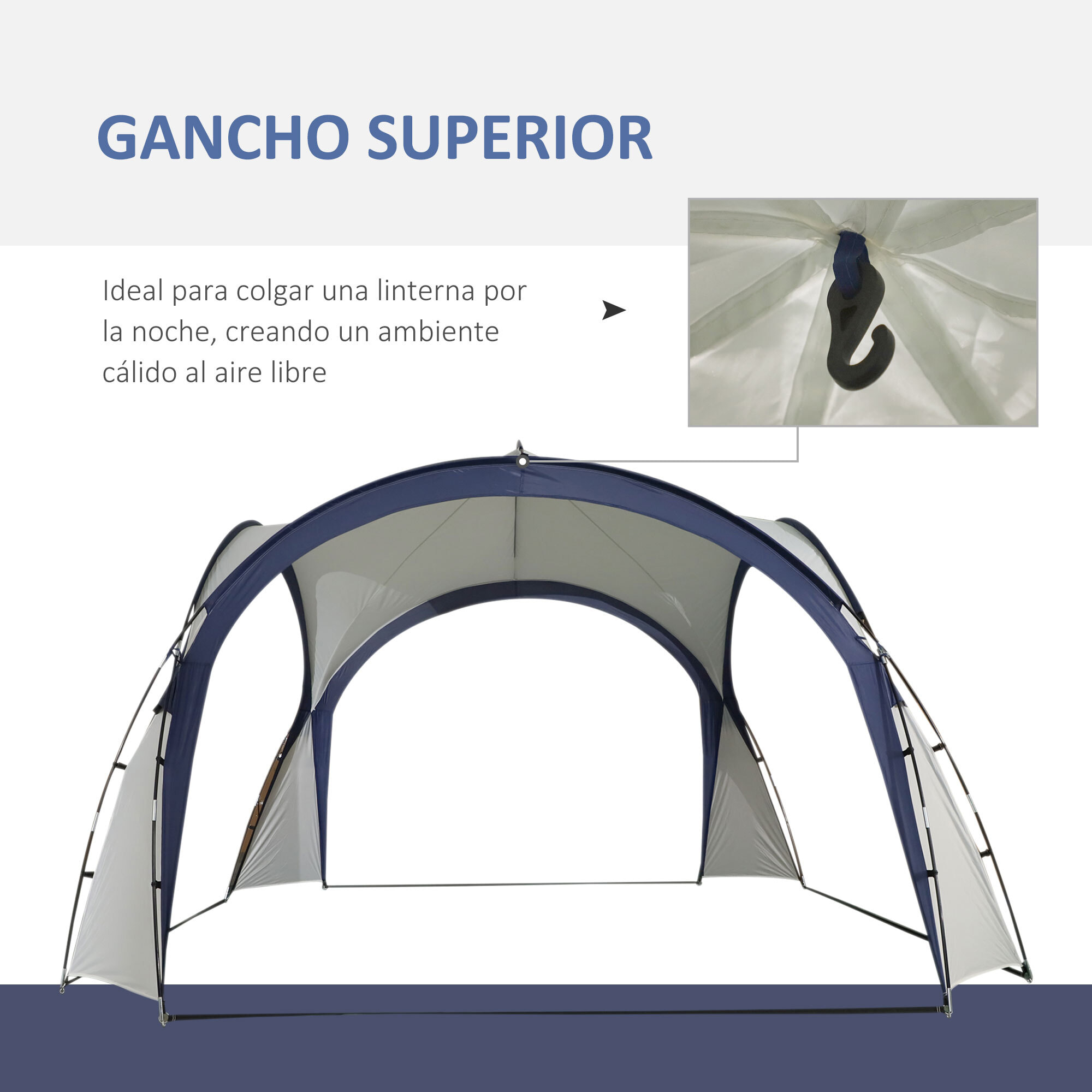 Carpa Tienda de Fiesta Gazebo 3.5x3.5m Toldo Abierto para Eventos Camping