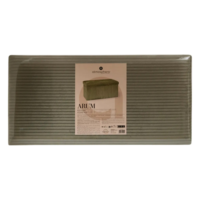 Pouf pliant Arum vert Kaki 76x38cm