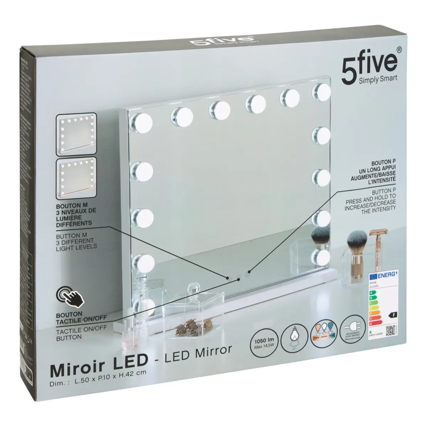 Miroir pivotant LED Holly L50cm