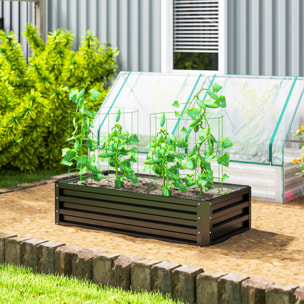 Jardinera Exterior Grande de Acero Galvanizado, Huerto Urbano Elevado para Cultivar Plantas, Flores, Hierba, Macetero Exterior Rectangular con Fondo Abierto, 120x60x30,5 cm, Gris