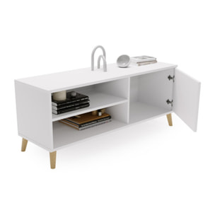 Mobile TV VIVA 110 cm bianco con gambe in legno