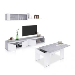 Pack salón con mesa de centro Arlet Plus V2 Blanco Artik (Blanco Mate) - Gris Cemento