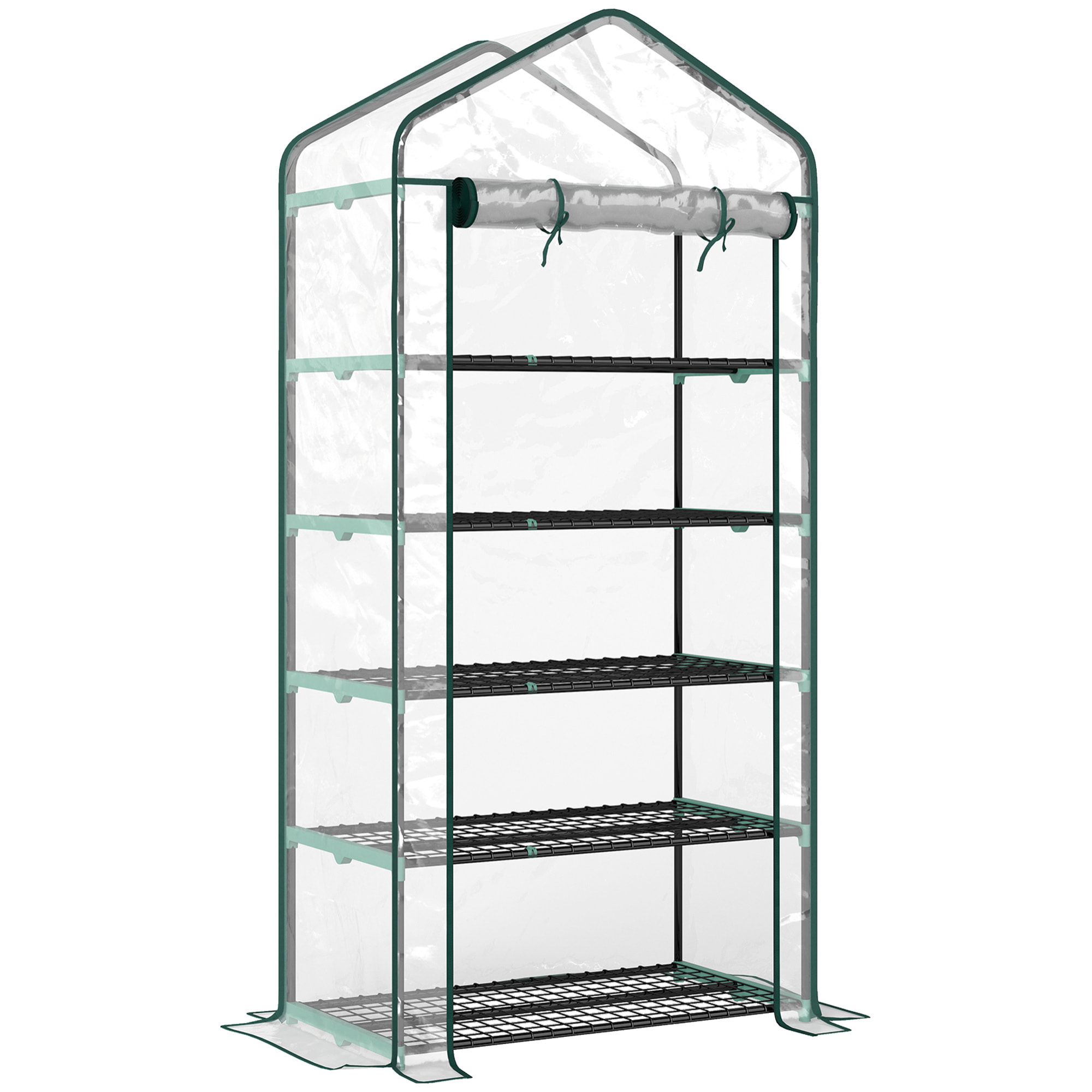 Serre de jardin balcon 5 niveaux porte acier PE transparent