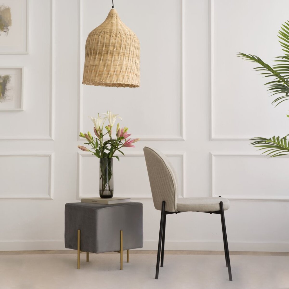 Pack de 4 chaises -tissu-couleur beige 48 x 85 x 55 cm