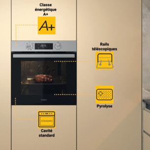 Four encastrable WHIRLPOOL OMR58RR1X - Pyrolyse, Ajout Vapeur Gentle Steam, Inox Anti-traces