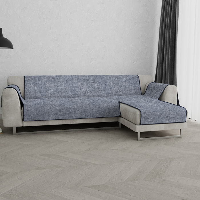 COPRIDIVANO PENISOLA DESTRA COMFORT, Antiscivolo, Cotone+Microfibra+Fibre Varie, Made in Italy - BLU SCURO
