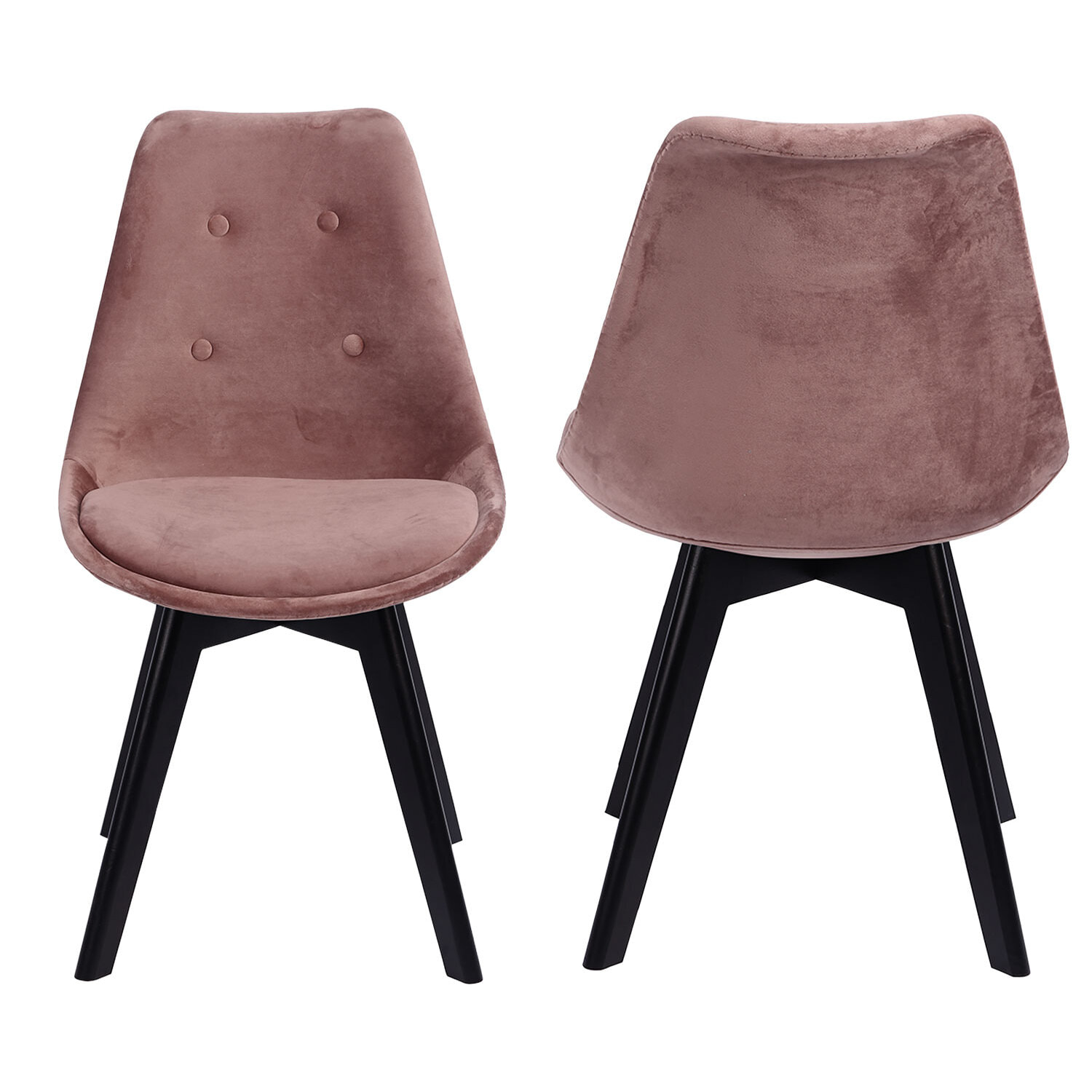 Lot de 2 chaises en velours NORA roses avec coussin
