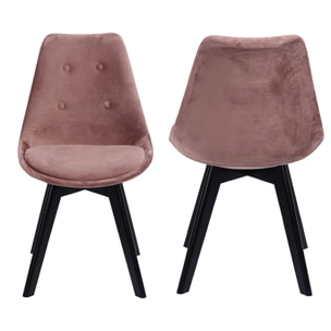 Lot de 2 chaises en velours NORA roses avec coussin