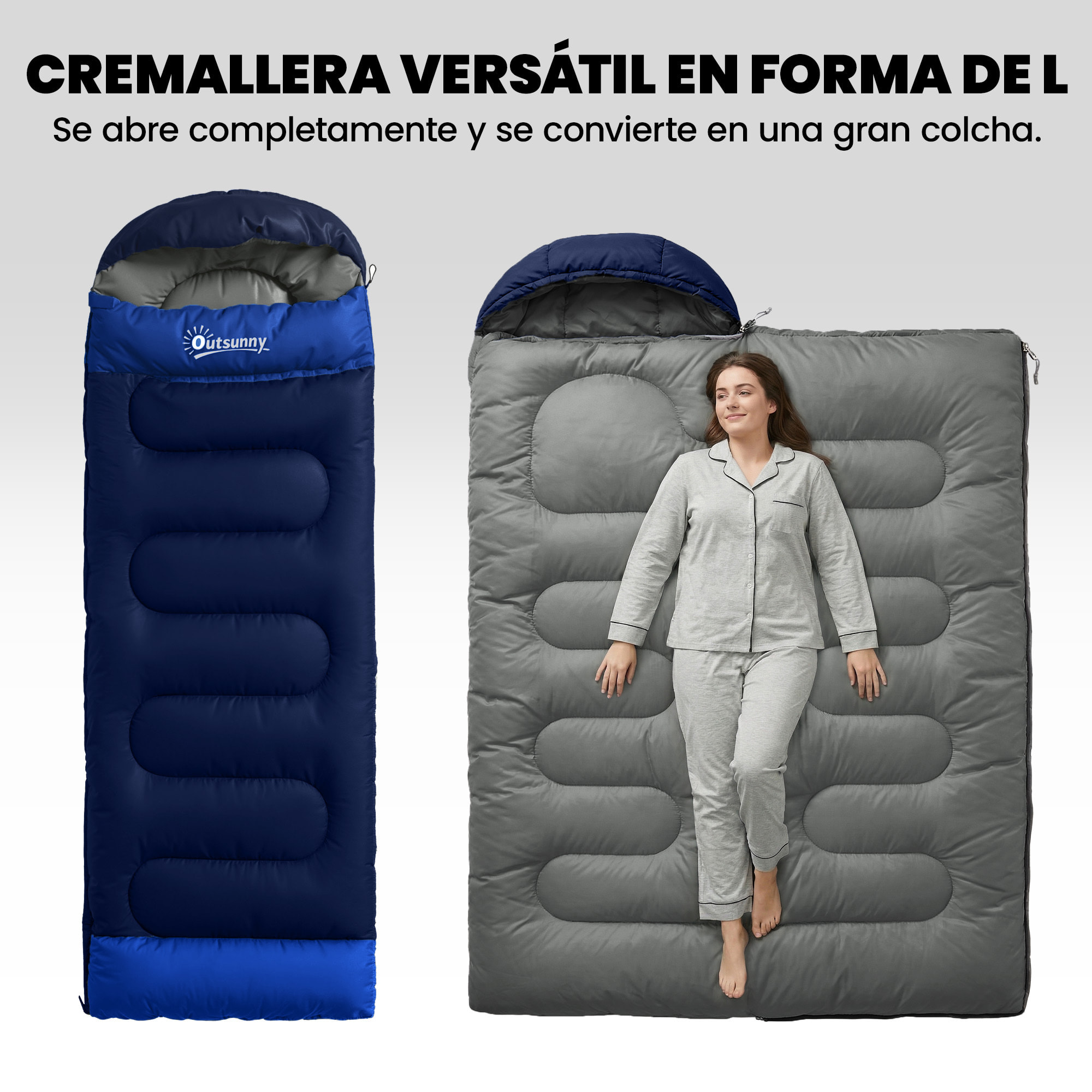 Saco de Dormir Adulto, Ligero y Compacto, para 3 Estaciones, Impermeable, Saco de Dormir Rectangular Plegable Portátil, Tamaño Pequeño, para Acampar, Senderismo, Viaje al Aire Libre, Azul