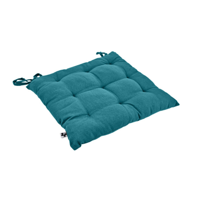 Coussin / Galette de chaise 38 x 38 cm en coton avec nouettes - KALA