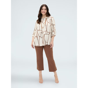 Fiorella Rubino - Blusa stampa geometrica in viscosa - Beige