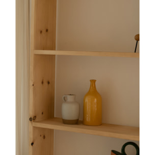 Estantería de madera maciza tono roble medio con 4 estantes Alto: 182 Largo: 80 Ancho: 20