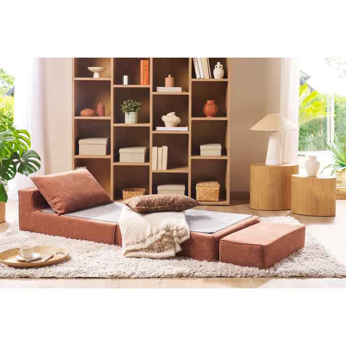 Chauffeuse 1 place convertible en tissu effet velours taupe VICTOR