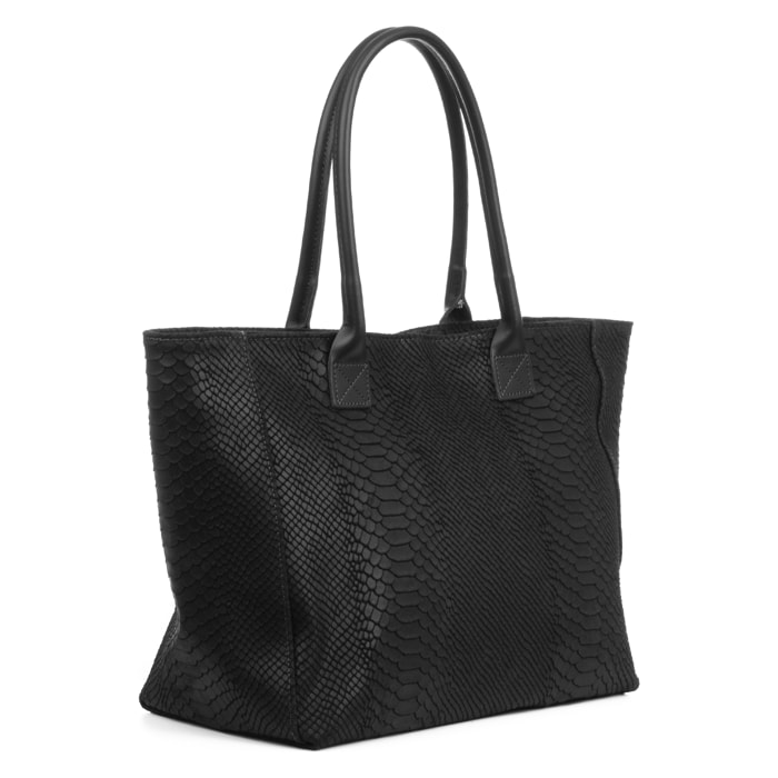 Avola borsa a spalla donna. Pelle autentica camoscio incisa serpente.