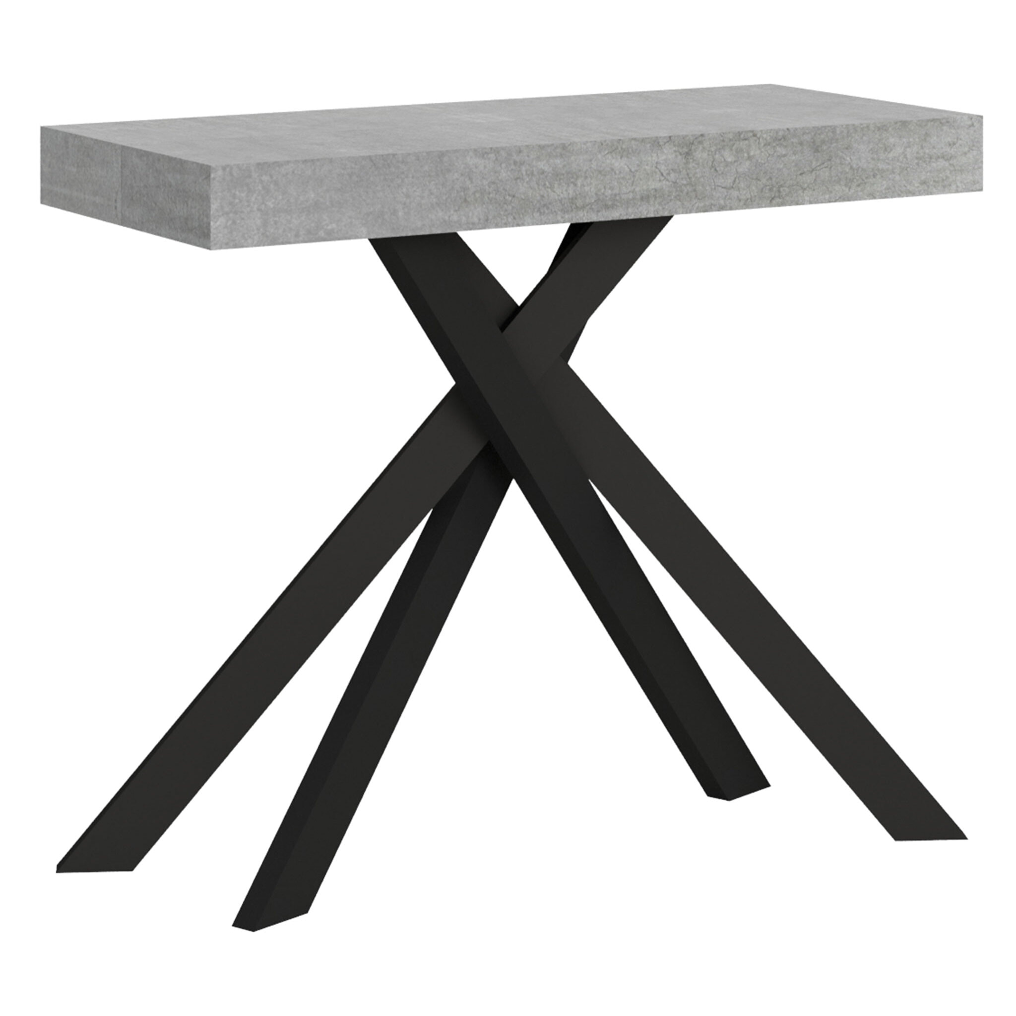 Console extensible 90x40/300 cm Krack gris béton pieds anthracite