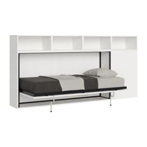 Armoire lit escamotable horizontal 1 couchage 85 Kando avec matelas composition A Frêne Blanc