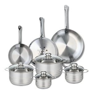 Ensemble de 3 Poêles de cuisson 24, 28 et 32 cm et 4 faitouts 14, 16, 20 et 24 cm Elo Profi Brillant