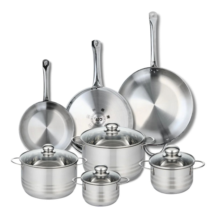 Ensemble de 3 Poêles de cuisson 24, 28 et 32 cm et 4 faitouts 14, 16, 20 et 24 cm Elo Profi Brillant