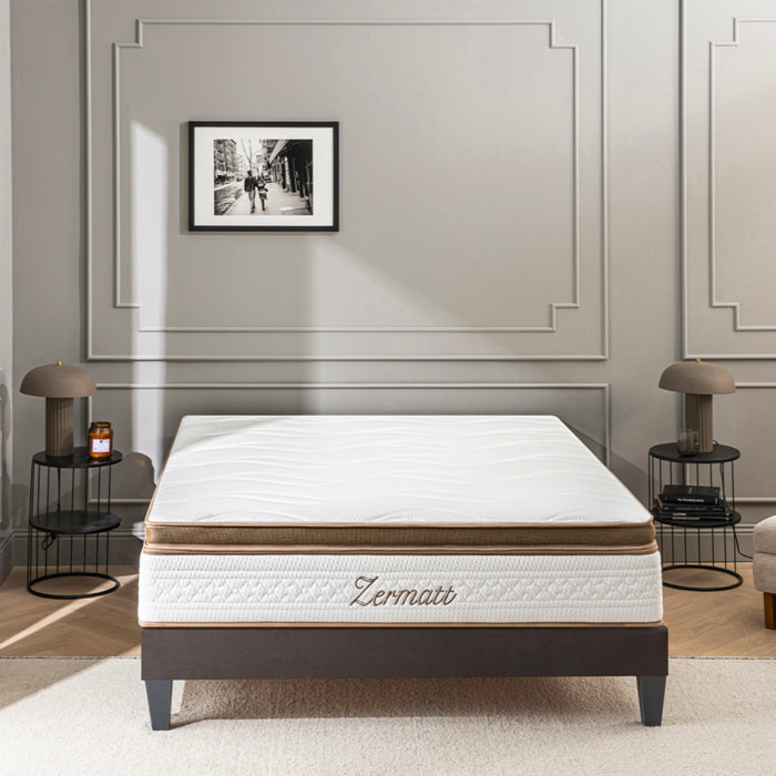 Ensemble Matelas Memoire de forme Zermatt avec sommier en bois