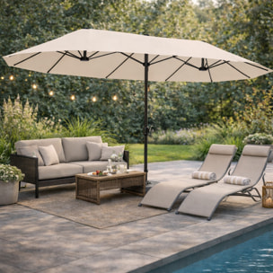 Parasol double – Grande zone d'ombre – Ouverture à manivelle