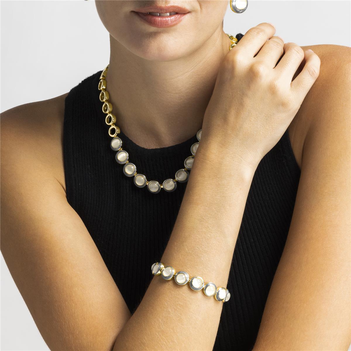 Pulsera con Ojo de Gato acabado oro 18k