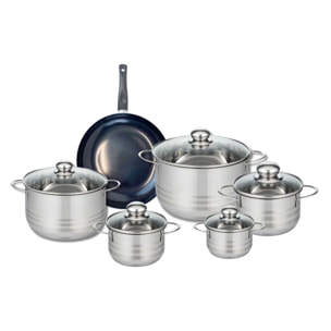 Ensemble de 1 Poêle de cuisson 24 cm et 5 faitouts 12, 14, 16, 20 et 24 cm Elo Prima Brillant
