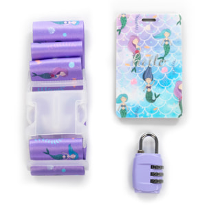 Kit de seguridad de equipaje: correa para equipaje, candado e identificador de maletas. Diseño sirenas.