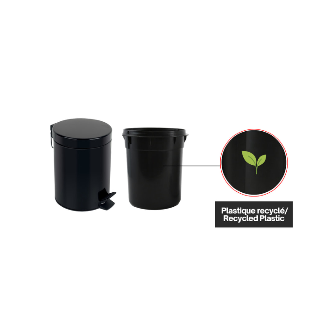 Poubelle à pédale Acier SYDNEY 5L Noir Spirella