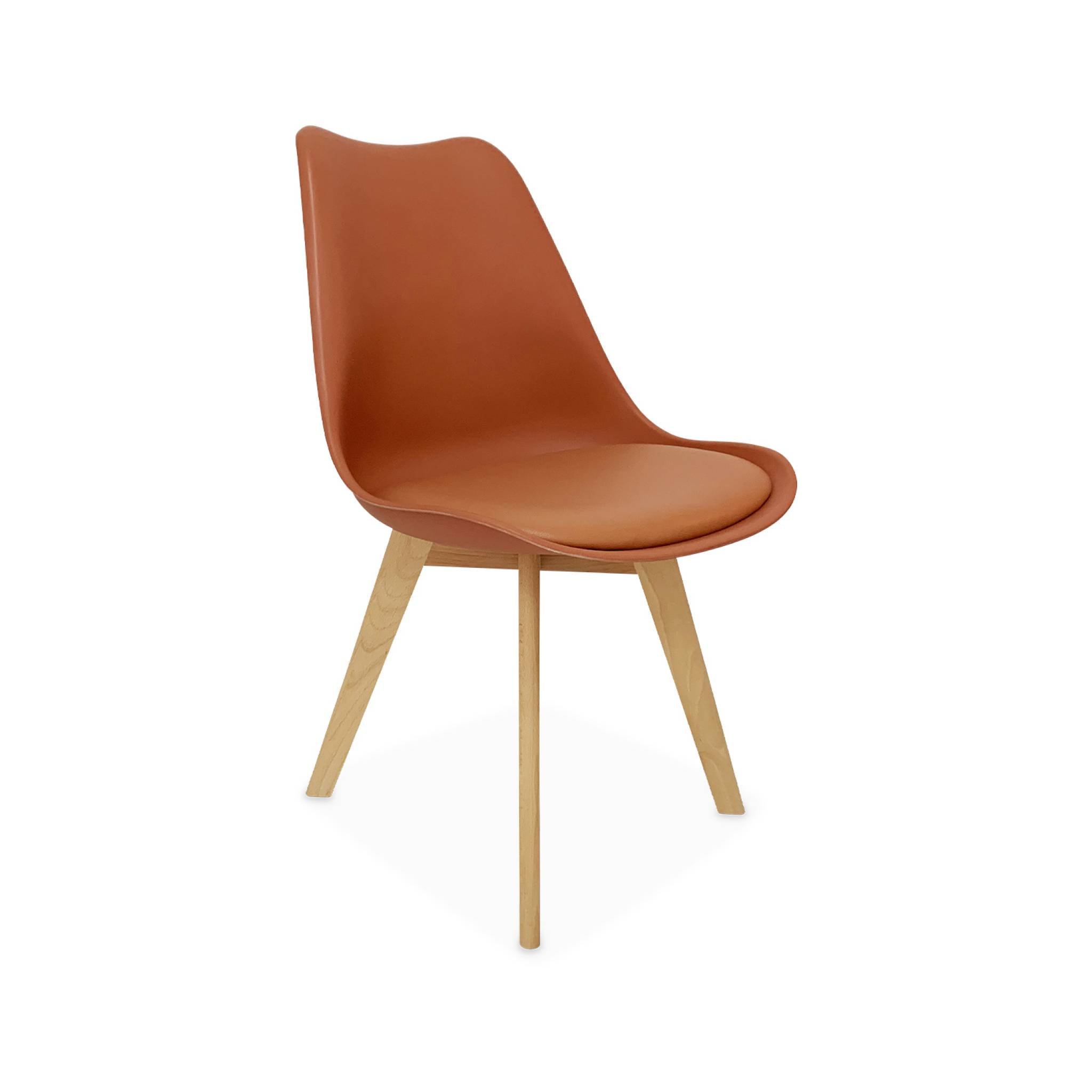 Lot de 6 chaises scandinaves. pieds bois de hêtre. chaises 1 place. terracotta