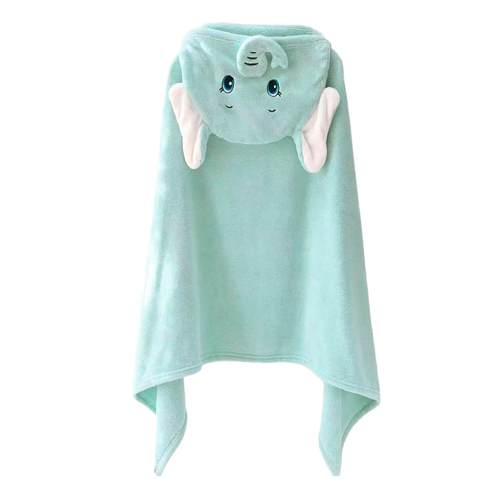 Accappatoio per bambini con cappuccio design elefante. 70x140 cm.