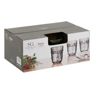 Lot de 6 gobelets Visage transparent D8,5xH10cm