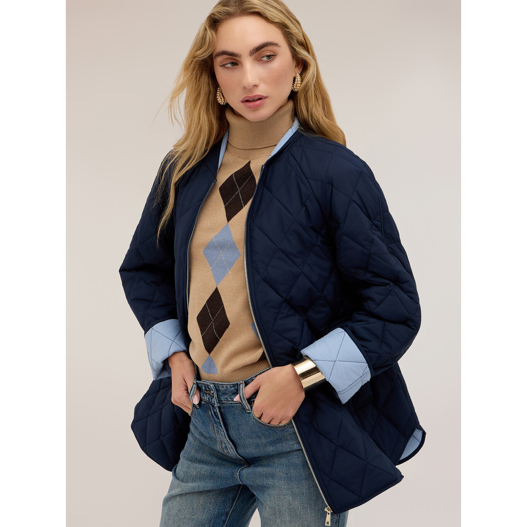 Motivi - Piumino lightweight con fodera a contrasto - Blu
