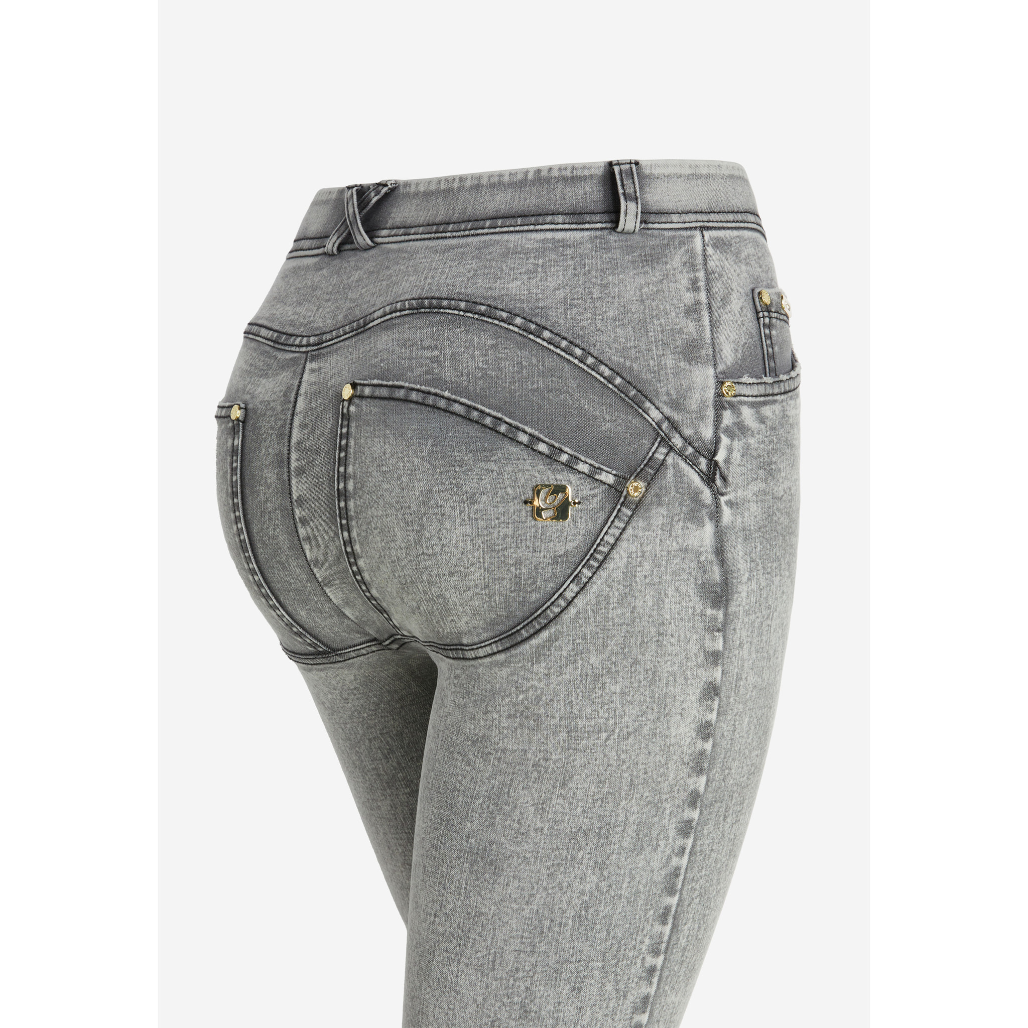 Jeans push up WR.UP® straight risvolto sul fondo a contrasto