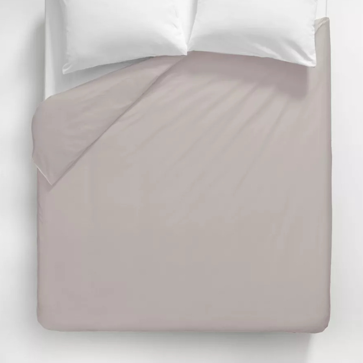 Housse de couette satin de coton uni beige Ava uni taupe