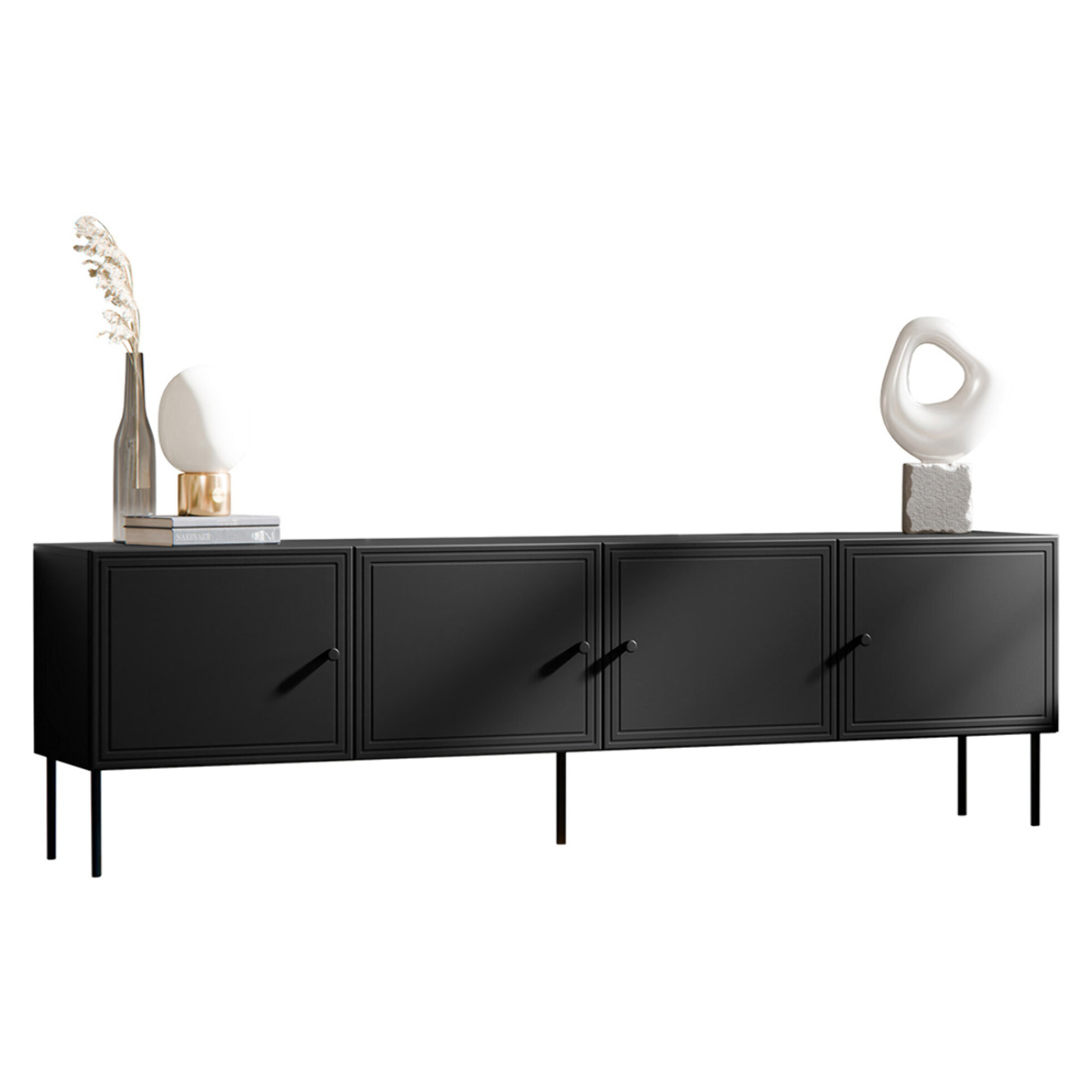 Lavaggi - meuble tv - 4 portes - 200 cm - Noir