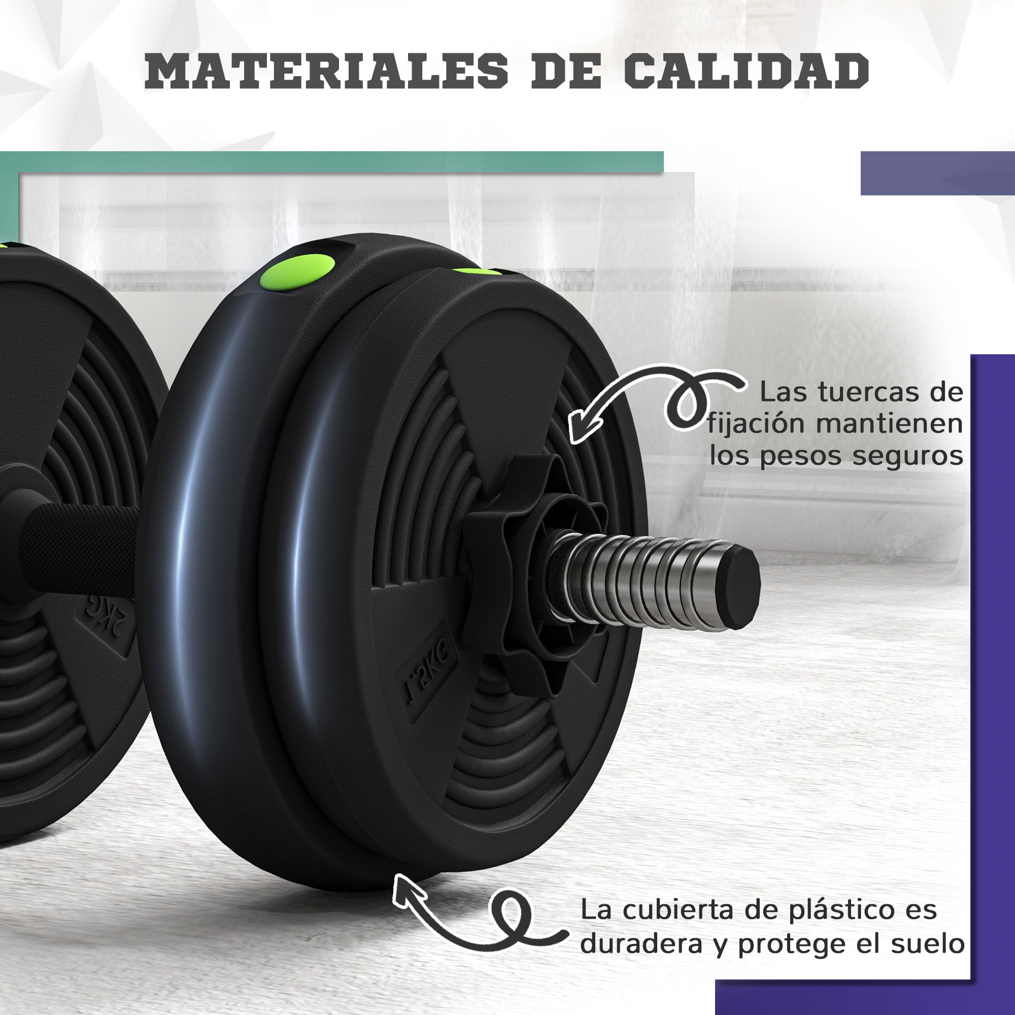 Juego de Mancuernas Ajustables, 2 en 1, 15kg, Juego de Pesas con Barras de Conexión y Mangos Antideslizantes, Pesas y Mancuernas para Hombres y Mujeres, Ejercicio de Fitness, Gimnasio en Casa